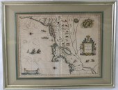 17TH CENTURY HAND COLORED MAP