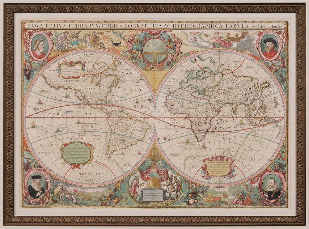17th Century Hondius World Map