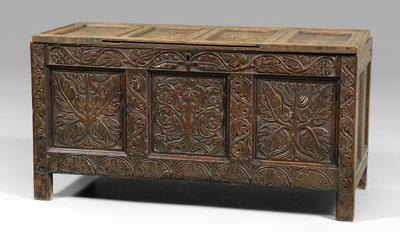 17th century oak lift-top chest,