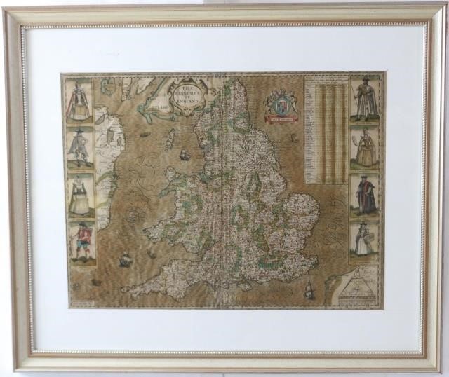 17TH CENTURY POLYCHROME COLORED MAP