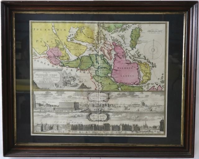 17TH CENTURY POLYCHROME COLORED MAP