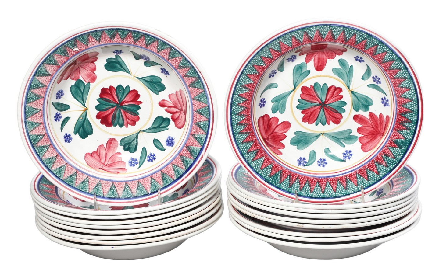 (18) Belgium Nimy pottery bowls,