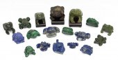 18) CARVED MALACHITE, JADE & O