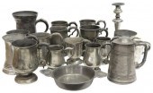 (18) ENGLISH PEWTER TANKARDS M