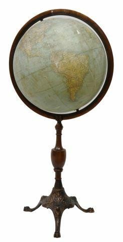 18-INCH TERRESTRIAL GLOBE ON CAST