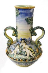 18" ITALIAN LARGE MAJOLICA HAN