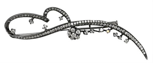 18 KARAT BLACKENED GOLD BROOCH,