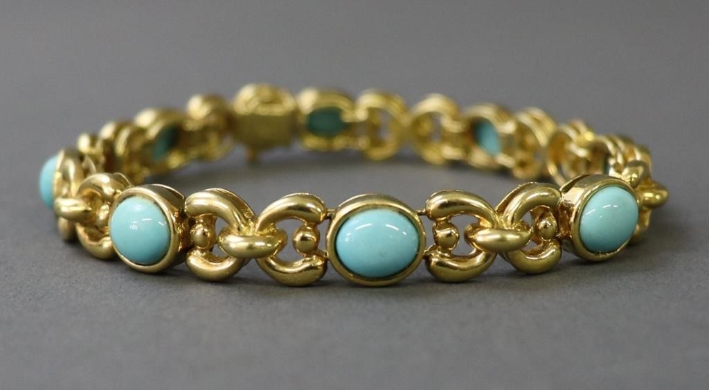18 karat gold and turquoise