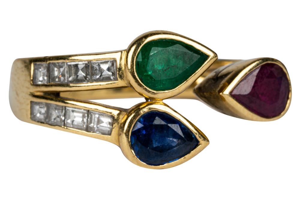 18 KARAT GOLD, DIAMOND, RUBY,