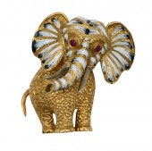 18 KARAT GOLD ELEPHANT BROOCH,