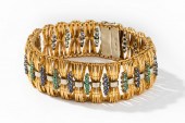 18 KARAT GOLD, SAPPHIRE AND EM