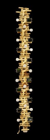 18 karat tourmaline and diamon