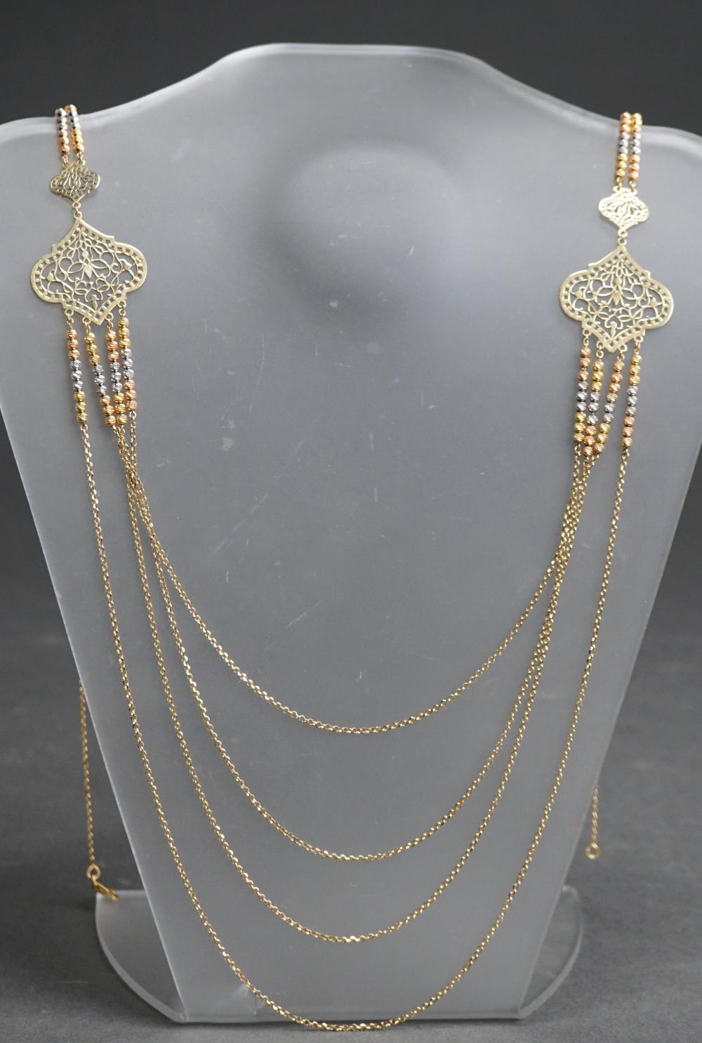 18-KARAT TRI-COLOR GOLD NECKLACE