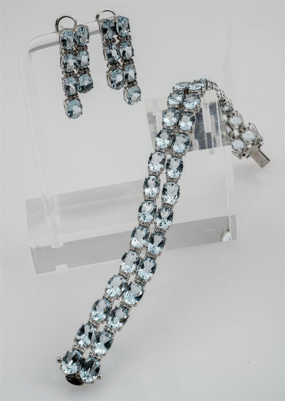 18-KARAT WHITE-GOLD, AQUAMARINE AND