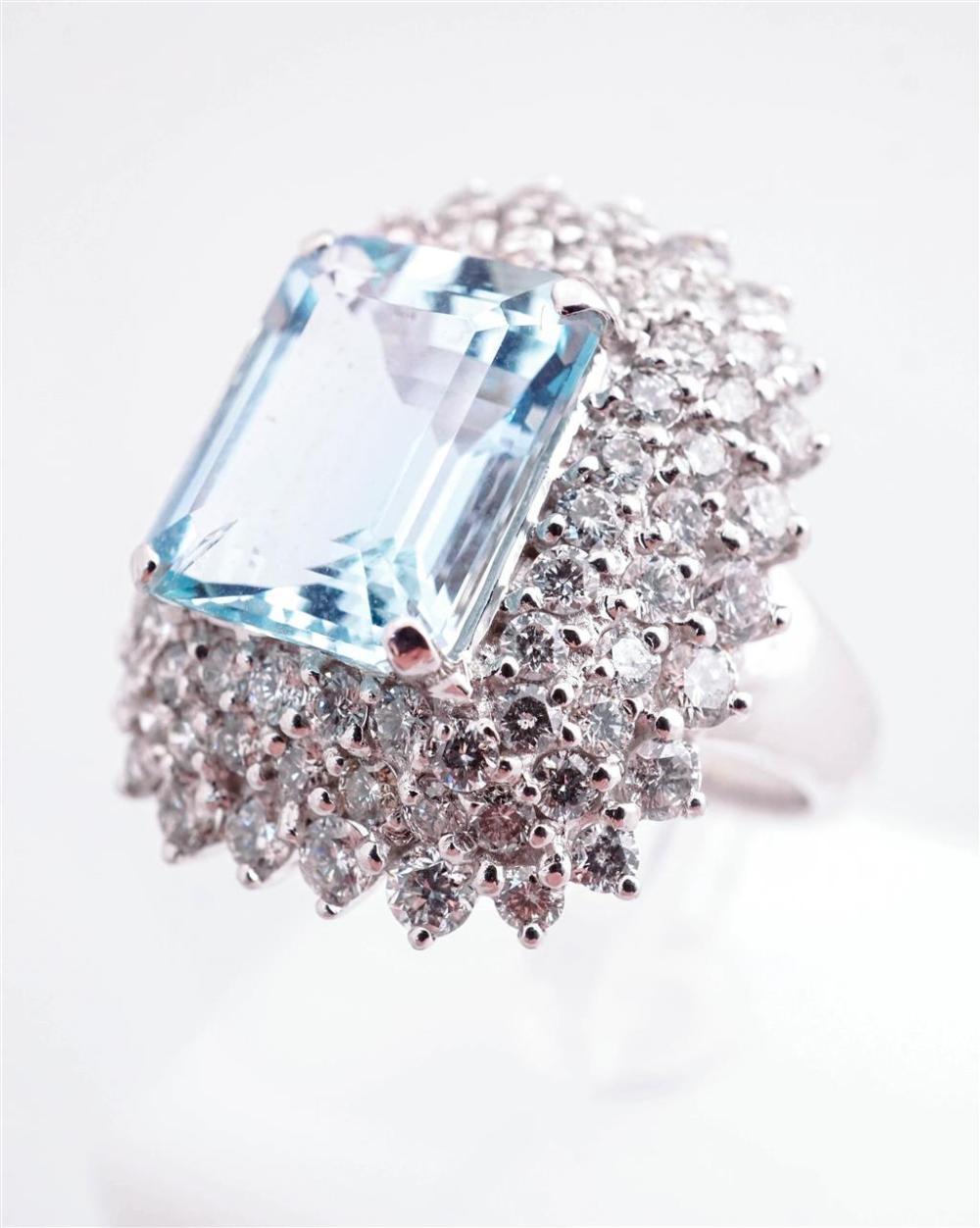 18-KARAT WHITE-GOLD, AQUAMARINE AND