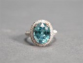 18-KARAT WHITE-GOLD, BLUE ZIRC