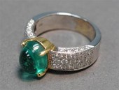 18-KARAT WHITE-GOLD, CABOCHON
