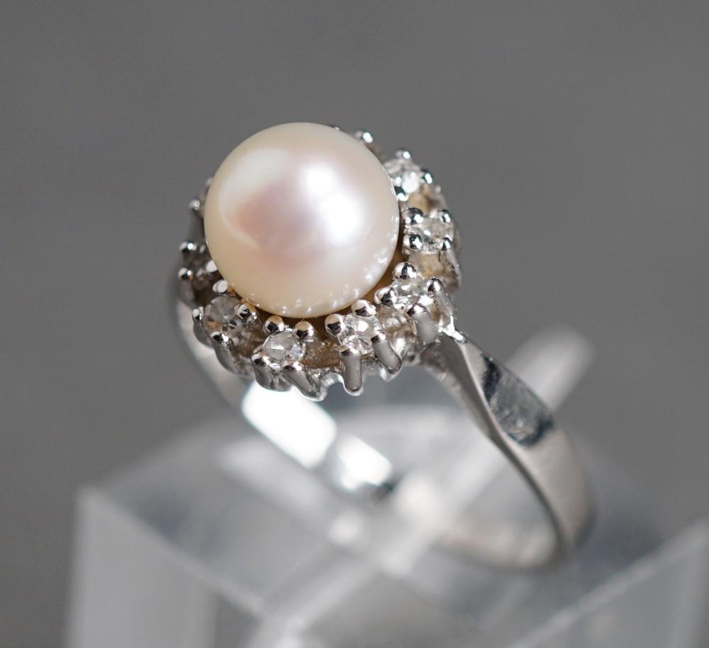 18-KARAT WHITE-GOLD, CULTURED PEARL