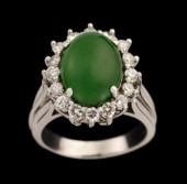 18 karat white gold jade and d