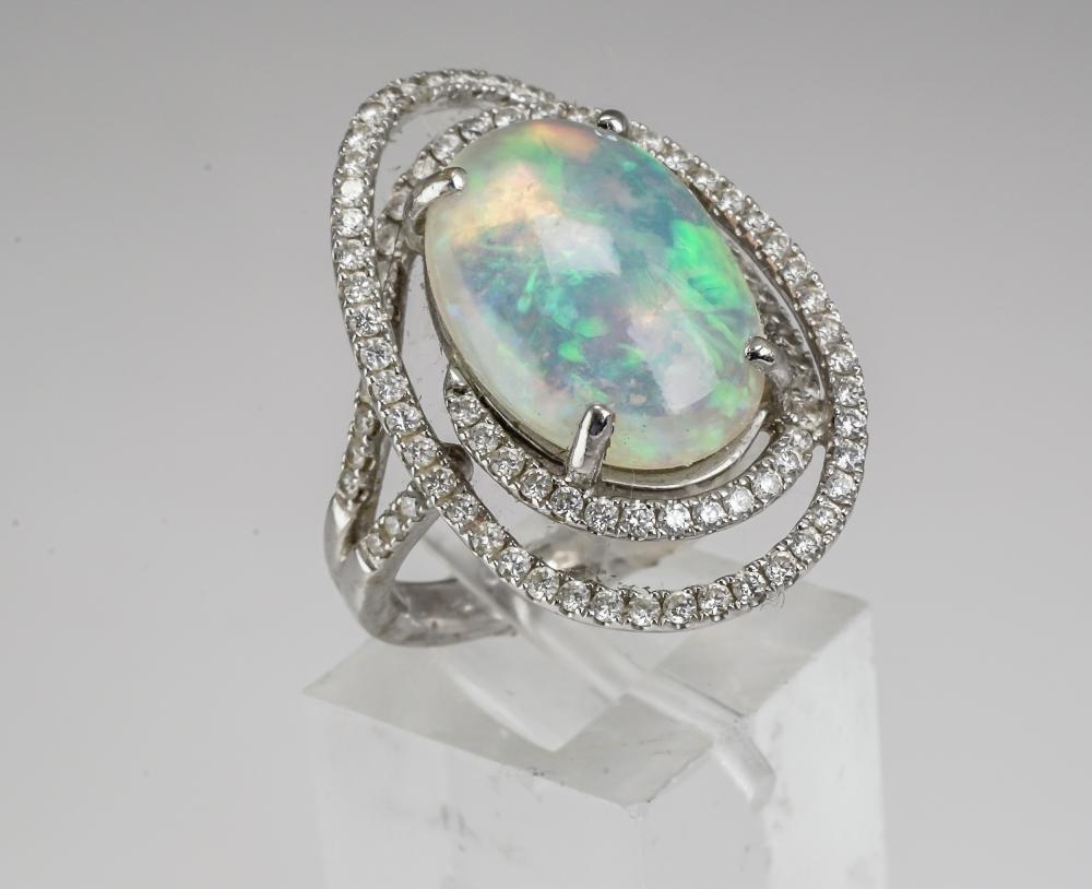 18-KARAT WHITE-GOLD, OPAL AND