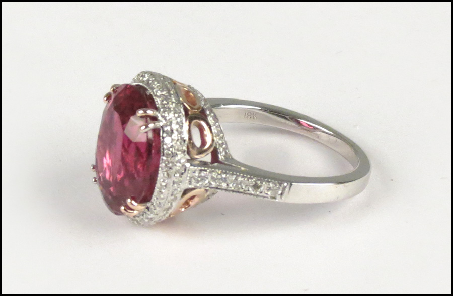 18 KARAT WHITE GOLD RUBELLITE AND