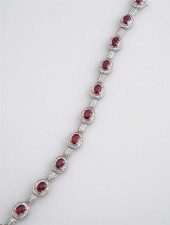 18-KARAT WHITE-GOLD, RUBY AND