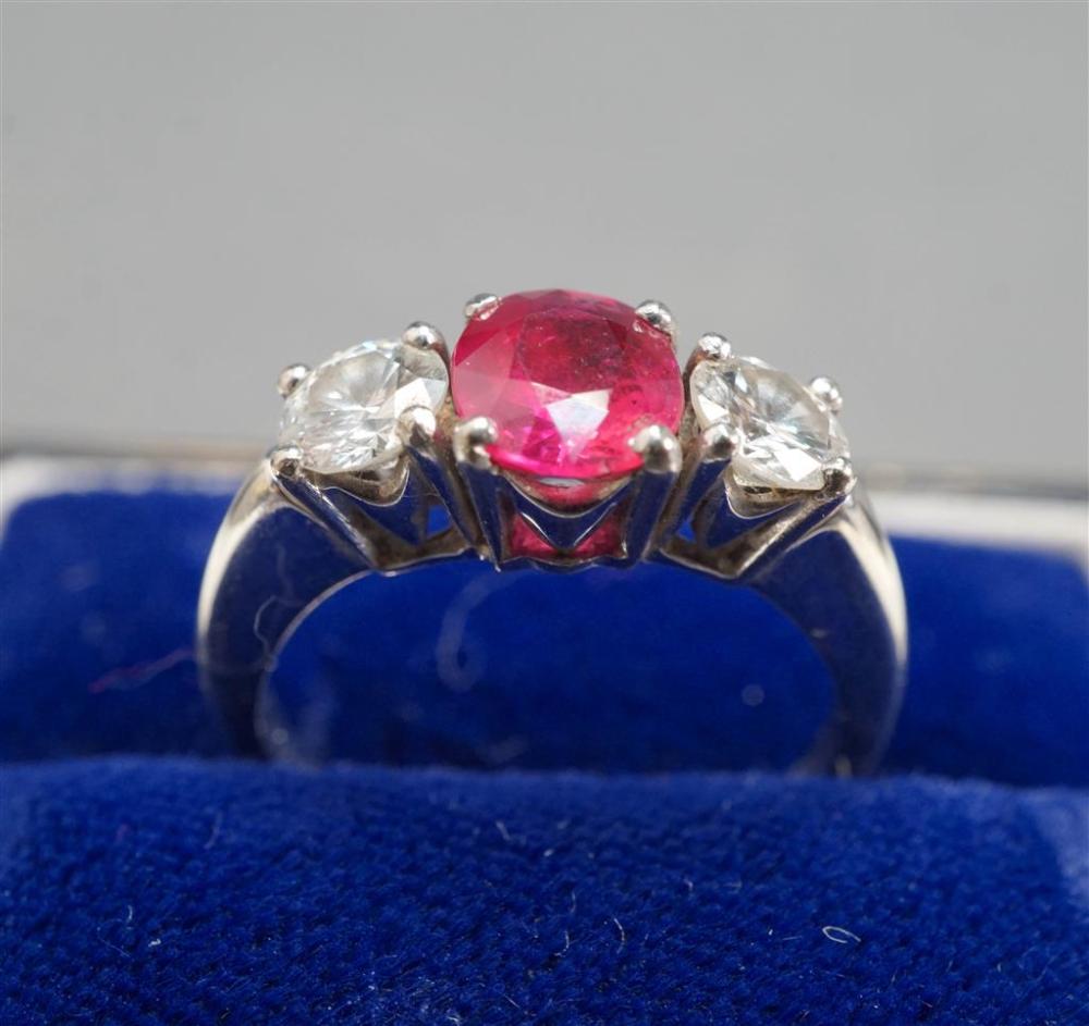 18-KARAT WHITE-GOLD, RUBY AND