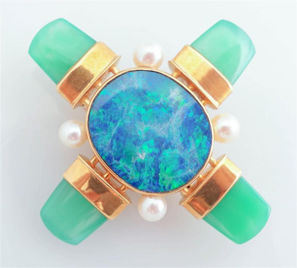 18-KARAT YELLOW-GOLD, BLACK OPAL