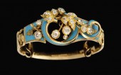 18 karat yellow gold blue enam