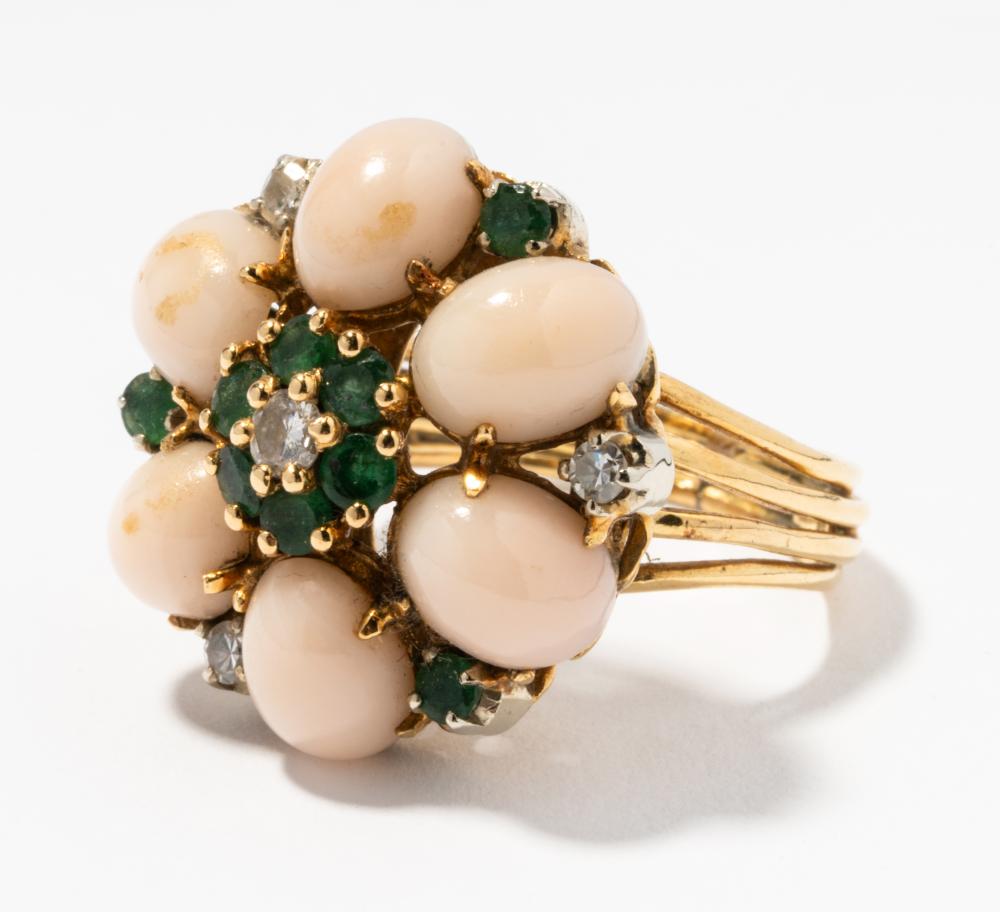 18 KARAT YELLOW GOLD, CORAL,