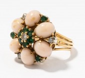 18 KARAT YELLOW GOLD, CORAL, E
