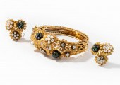 18 KARAT YELLOW GOLD, CULTURED