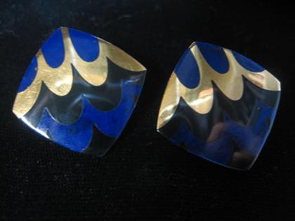 18 karat yellow gold lapis and onyx