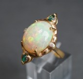 18-KARAT YELLOW-GOLD, OPAL, DI