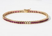 18 KARAT YELLOW GOLD RUBY AND