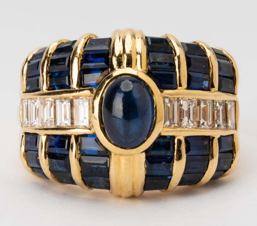 18 KARAT YELLOW GOLD SAPPHIRE &
