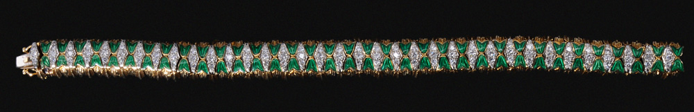 18 Kt. Diamond, Enamel Bracelet set
