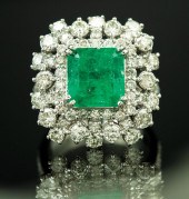 18 KT. GOLD, EMERALD AND DIAMO