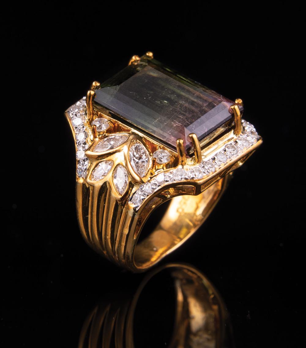 18 KT. GOLD, WATERMELON TOURMALINE,