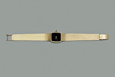 18 kt. gold wristwatch, black