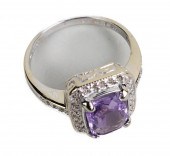 18 KT WHITE GOLD, AMYTHEST, AN