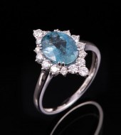 18 KT. WHITE GOLD, AQUAMARINE