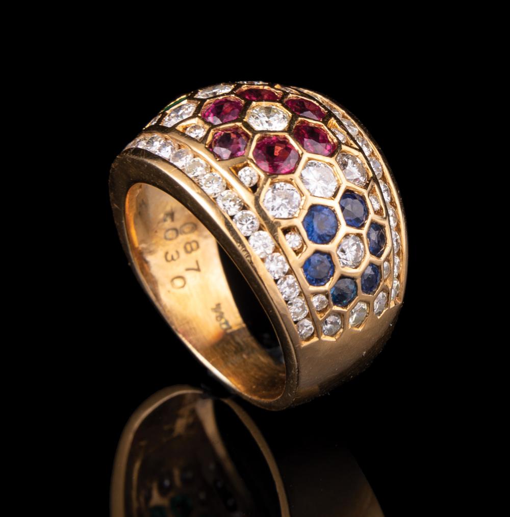 18 KT. YELLOW GOLD AND COLORED