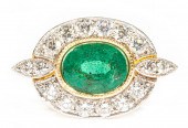 18 KT. YELLOW GOLD, EMERALD AN