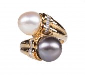 18 KT. YELLOW GOLD, PEARL, DIA