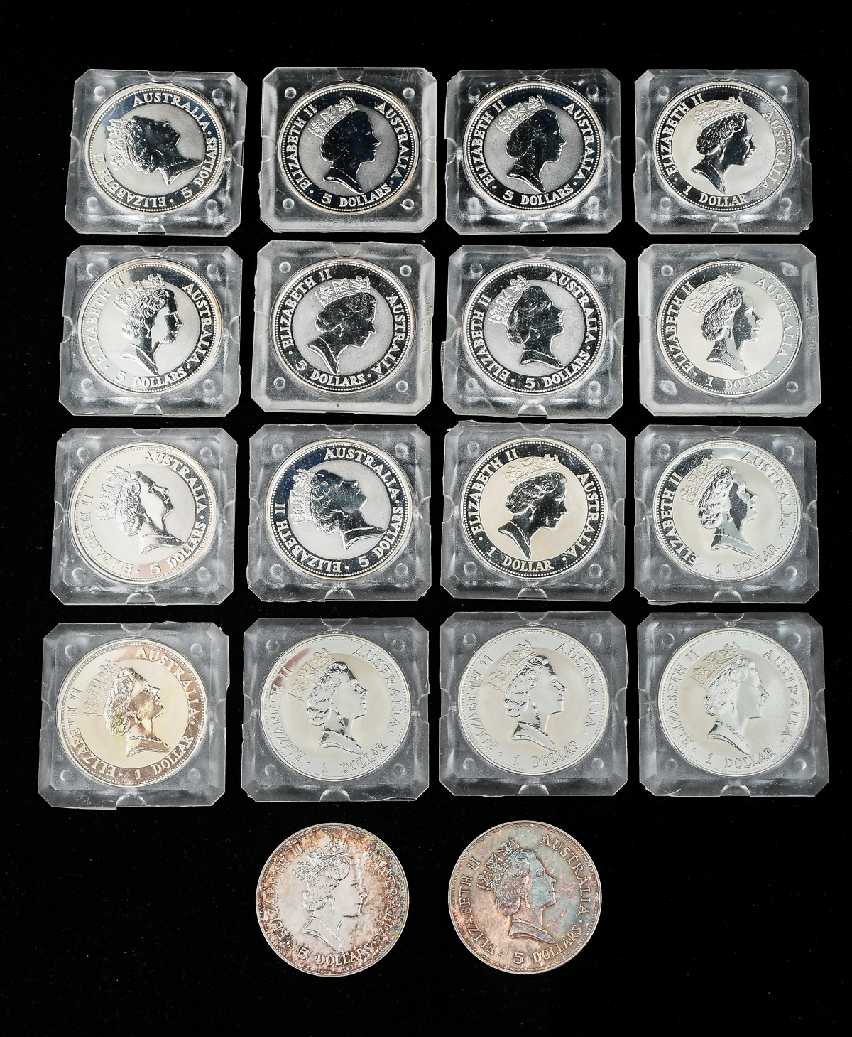 18 PC. AUSTRALIAN SILVER $1 AND