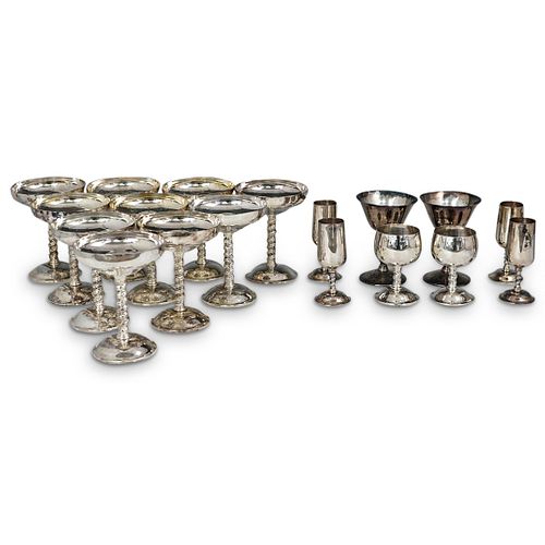 (18 PC) SILVER PLATED GOBLETS