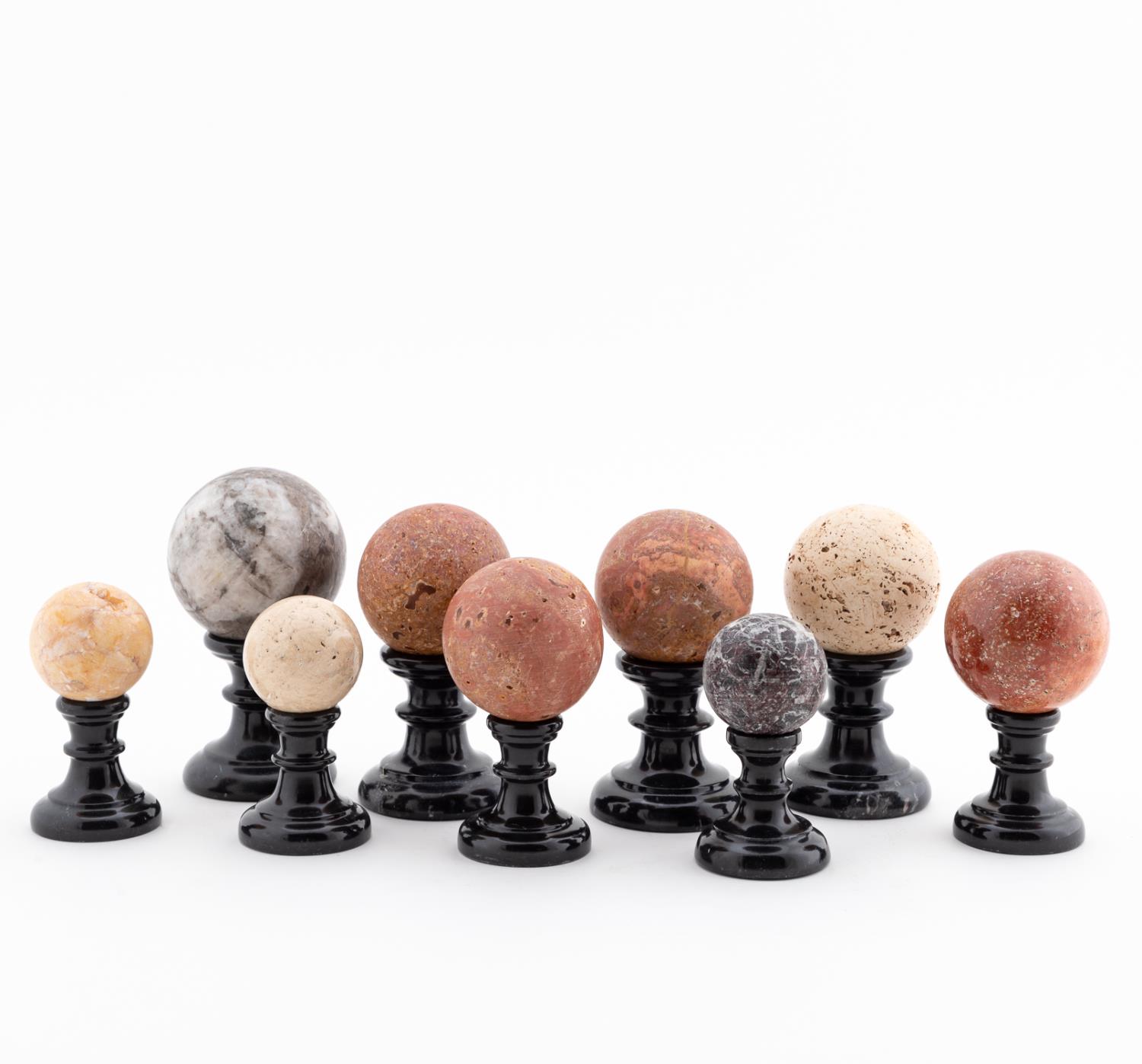 18 PCS, MARBLE ORBS AND BLACK