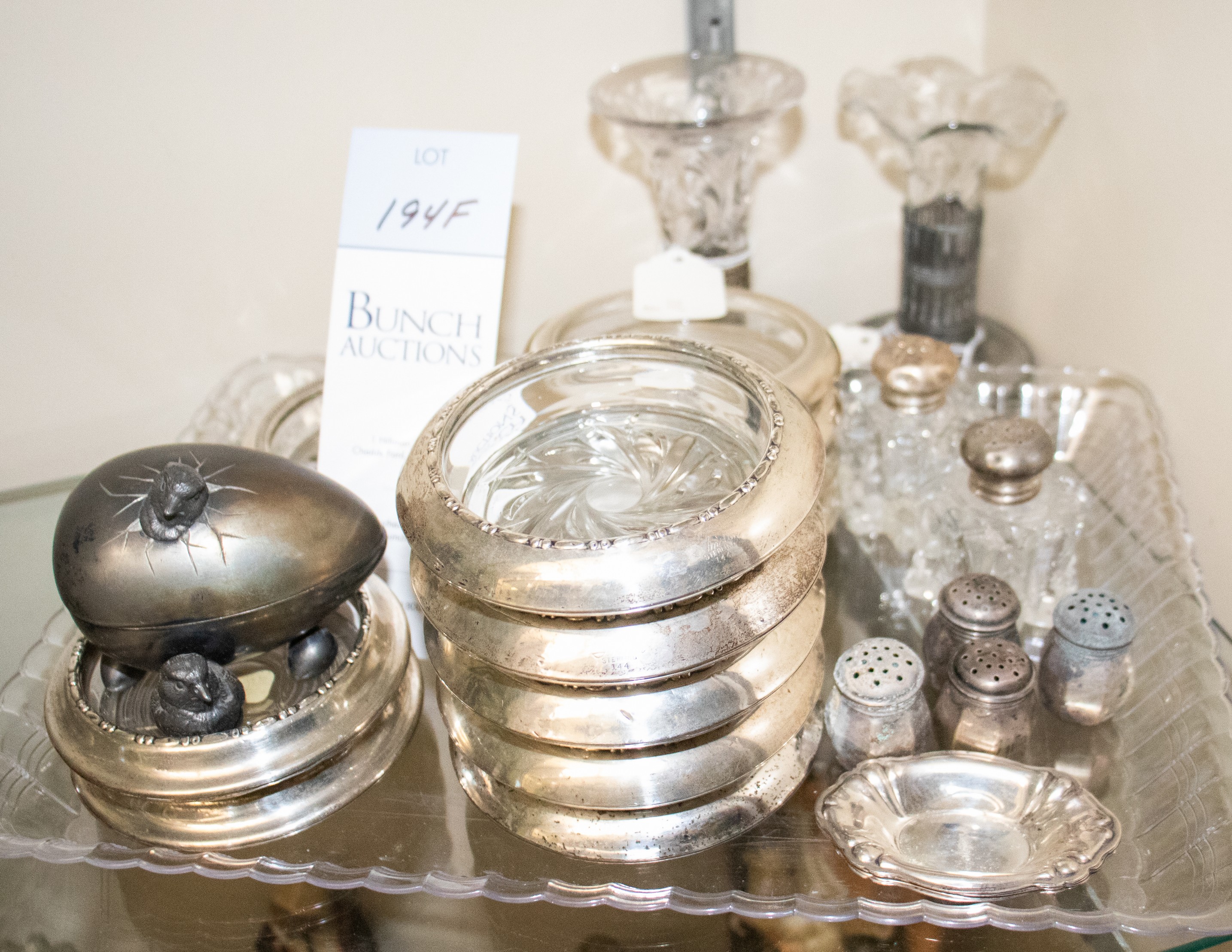 (18) Pcs sterling silver & glass,