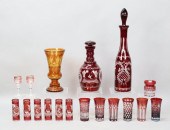 18 PIECES BOHEMIAN, RUBY & CRA